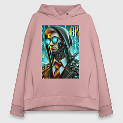 Толстовка оверсайз женская Cyber Harry Potter - ai art fantasy, цвет: пыльно-розовый