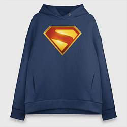 Толстовка оверсайз женская Супермен Джеймса Ганна лого, цвет: тёмно-синий