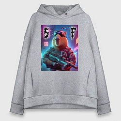 Толстовка оверсайз женская Capybara soldier - special forces, цвет: меланж
