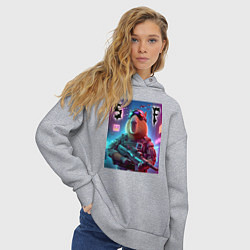 Толстовка оверсайз женская Capybara soldier - special forces, цвет: меланж — фото 2