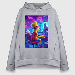 Толстовка оверсайз женская Барт и Мэгги выбирают персонажа, цвет: меланж