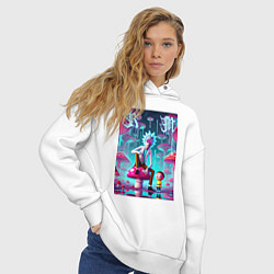 Толстовка оверсайз женская Rick and Morty under the mushrooms, цвет: белый — фото 2