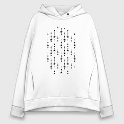 Толстовка оверсайз женская Паттерн цепочки звёздочки, цвет: белый