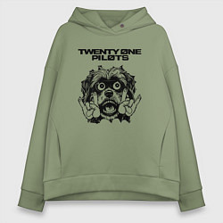 Толстовка оверсайз женская Twenty One Pilots - rock dog, цвет: авокадо