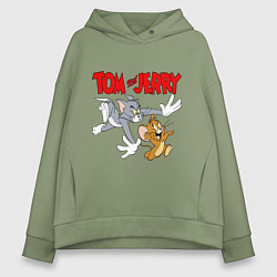Женское худи оверсайз Том и Джерри - погоня