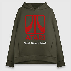 Толстовка оверсайз женская Atari logo - start game now, цвет: хаки