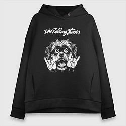 Толстовка оверсайз женская Rolling Stones rock dog, цвет: черный