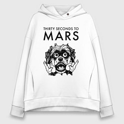 Толстовка оверсайз женская Thirty Seconds to Mars - rock dog, цвет: белый