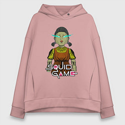 Толстовка оверсайз женская Squid game doll, цвет: пыльно-розовый