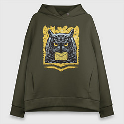 Толстовка оверсайз женская Ночной посланник-сова, цвет: хаки