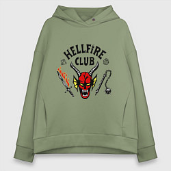 Толстовка оверсайз женская Stranger things - hellfire club, цвет: авокадо