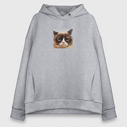 Толстовка оверсайз женская Сердитая Кошка для пары, цвет: меланж