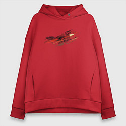 Толстовка оверсайз женская Орел в облаках - светлый, цвет: красный