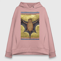 Толстовка оверсайз женская Страдающее средневековье летучая мышь мем, цвет: пыльно-розовый
