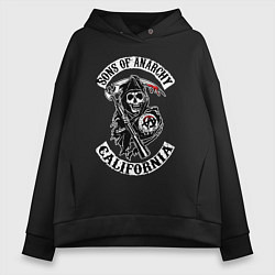 Толстовка оверсайз женская Sons of anarchy - logo, цвет: черный