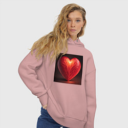 Толстовка оверсайз женская Сердце любви, цвет: пыльно-розовый — фото 2