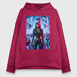 Женское худи оверсайз Cyber girl Barbie - neon glow