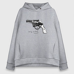 Толстовка оверсайз женская Andy Warhol revolver sketch, цвет: меланж
