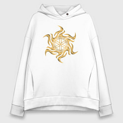 Толстовка оверсайз женская Символ звезда-колесница бога Перуна, цвет: белый