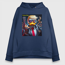 Толстовка оверсайз женская Donald Trump is the duck of peace - joke, цвет: тёмно-синий