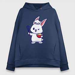 Толстовка оверсайз женская Зайка поварёнок, цвет: тёмно-синий