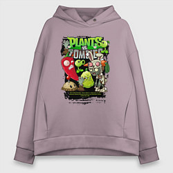Женское худи оверсайз Растения против зомби с перчиком