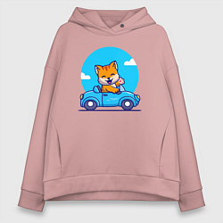 Толстовка оверсайз женская Котик водитель, цвет: пыльно-розовый