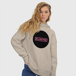 Толстовка оверсайз женская Blackpink logotype - group of South Korea, цвет: миндальный — фото 2