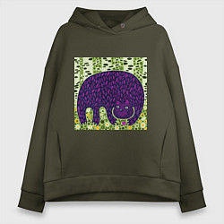 Женское худи оверсайз Медведь в березовом лесу