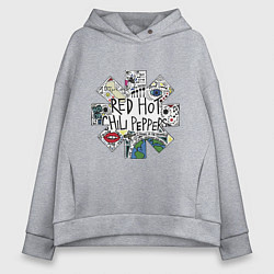 Толстовка оверсайз женская RHCP - logo with songs, цвет: меланж