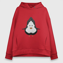 Толстовка оверсайз женская Cartoon penguin character, цвет: красный