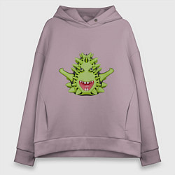 Женское худи оверсайз Cartoon monster with spikes green