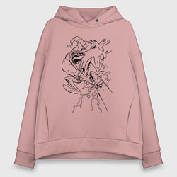 Толстовка оверсайз женская Земляной червяк Джим стреляет, цвет: пыльно-розовый