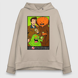 Женское худи оверсайз Ghostbuster - Peter Slimer Pumpkinhead