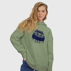 Толстовка оверсайз женская Спорткар в синих тонах, цвет: авокадо — фото 2