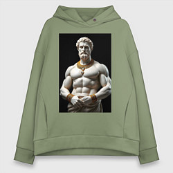 Толстовка оверсайз женская Античный герой с цепочкой, цвет: авокадо