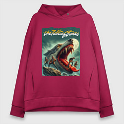 Толстовка оверсайз женская Rolling Stones - wolfs mouth, цвет: маджента