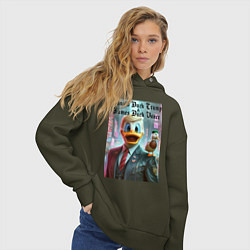 Толстовка оверсайз женская Donald Duck Trump and James Duck Vance, цвет: хаки — фото 2