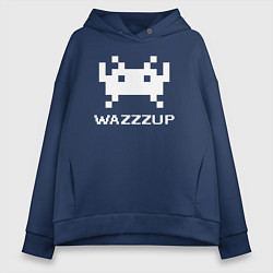 Толстовка оверсайз женская Space invader wazzzup, цвет: тёмно-синий