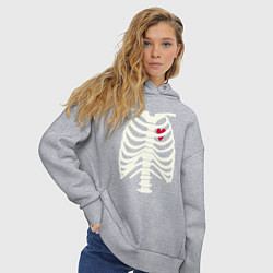 Толстовка оверсайз женская Сердце в скелете, цвет: меланж — фото 2