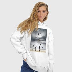 Толстовка оверсайз женская Люди с зонтиками, цвет: белый — фото 2