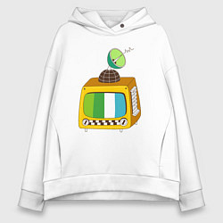 Толстовка оверсайз женская Спутниковое тв, цвет: белый