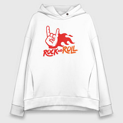 Толстовка оверсайз женская Rock and roll fire, цвет: белый