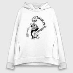 Женское худи оверсайз Skeleton guitarist - punks not dead motto