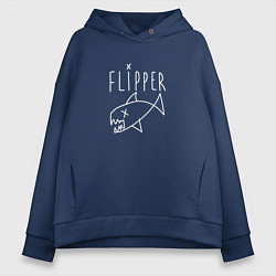 Толстовка оверсайз женская Kurt cobain flipper, цвет: тёмно-синий