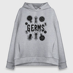 Толстовка оверсайз женская Микробы вирусы и бактерии, цвет: меланж