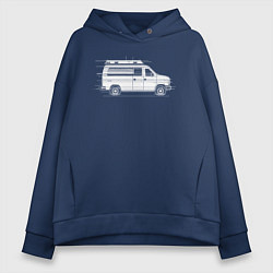 Толстовка оверсайз женская Машина скорой помощи в движении, цвет: тёмно-синий