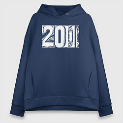 Толстовка оверсайз женская Граффити стиль 2001, цвет: тёмно-синий