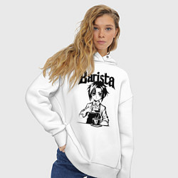 Толстовка оверсайз женская Бариста аниме, цвет: белый — фото 2
