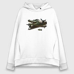 Толстовка оверсайз женская Бомбардиро крокодило, цвет: белый